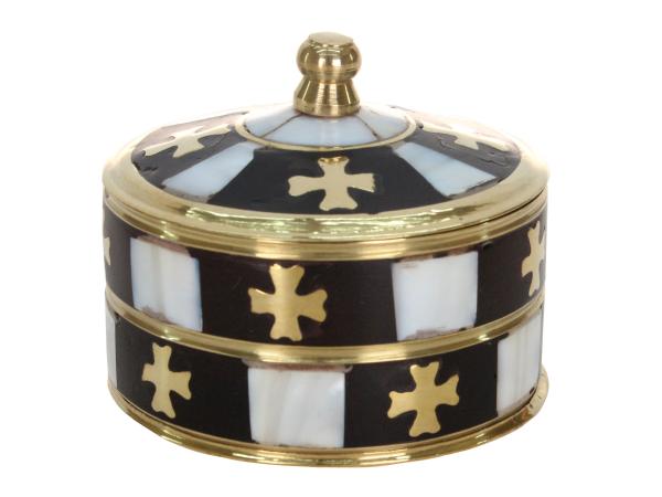 Шкатулка "Крест" 2 яруса, латунь, перламутр, эмаль, 7,5 см