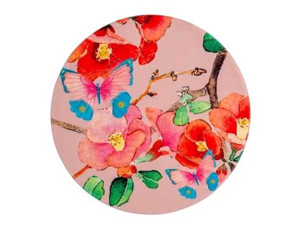 Кружка 400 мл с подставкой "Камелии на розовом"