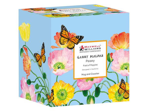 Кружка 400 мл с подставкой "Маки"