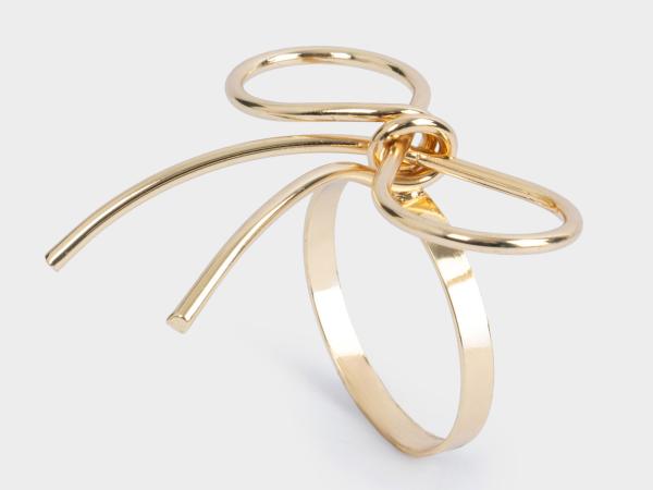 Кольцо для салфеток Бантик металл 7 см золотистое