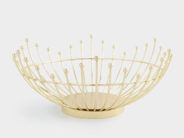 Корзина для фруктов "Бусины" d 27 см золотистая