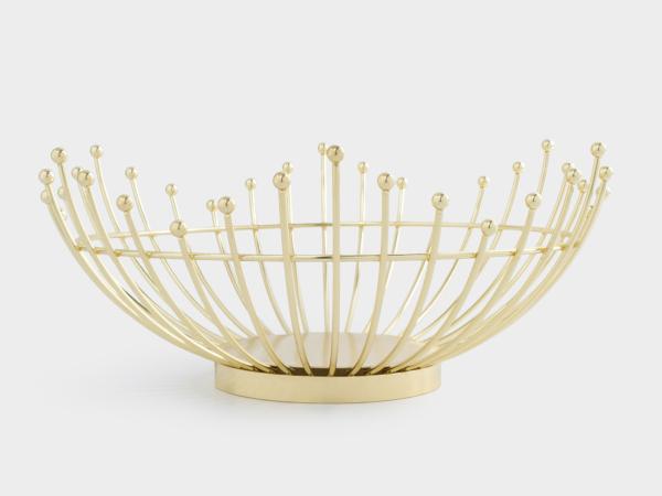 Корзина для фруктов "Бусины" d 27 см золотистая