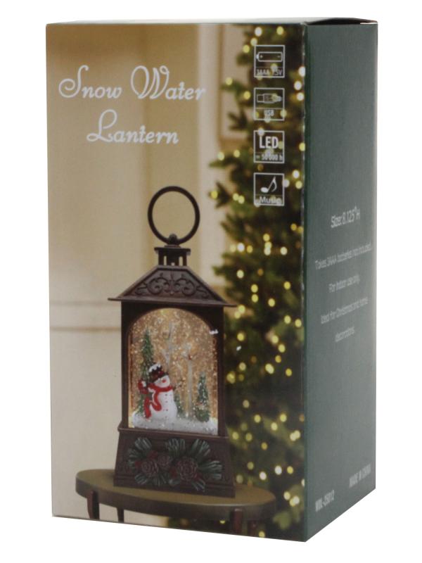 Фонарь светодиодный 22 см "Снеговик"