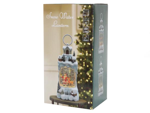 Фонарь светодиодный 24 см "Дед Мороз с оленем"