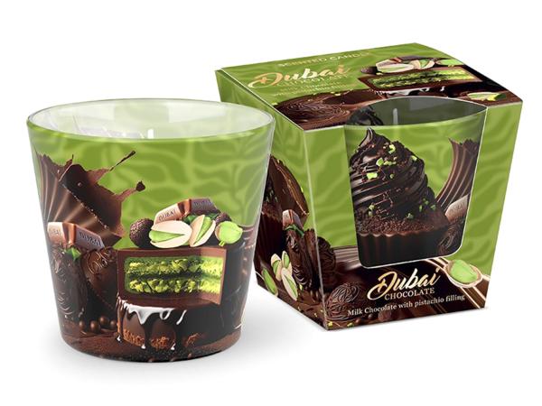Свеча в стакане ароматическая "Дубайский шоколад" 115 гр