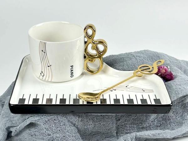 Чайная пара 200 мл с ложкой "PIANO"