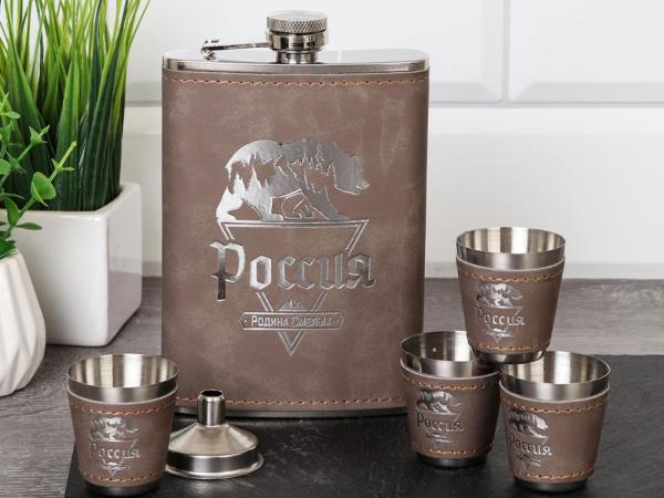Подарочный набор: фляжка 270 мл 4 стопки 50 мл, воронка