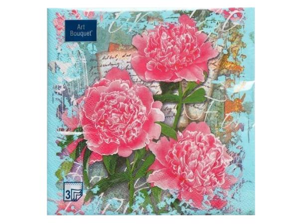 Салфетки 3-х слойные 20 шт "Пионы" 33х33 см
