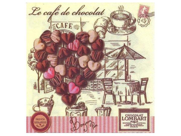 Салфетки 3-х слойные 20 шт "Шоколадное сердце" 33х33 см