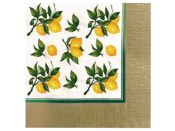Салфетки 2-х слойные 20 шт "Скатерть с лимонами" 33х33 см