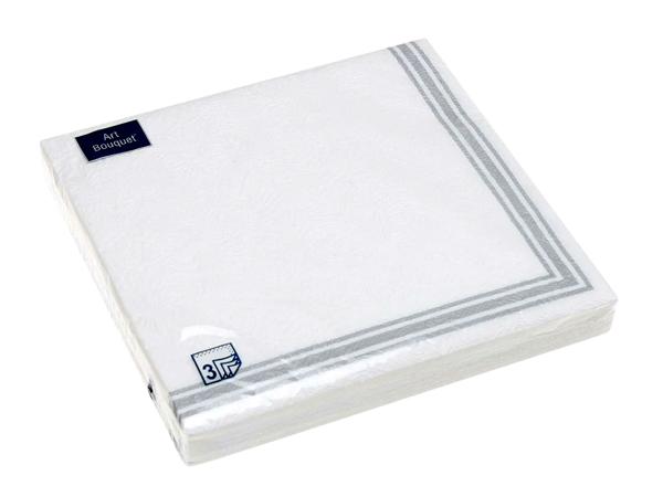 Салфетки 3-х слойные16 шт "Барокко Рамка серебро" 33х33 см