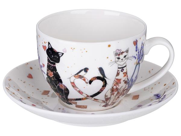 Чайная пара "Лавандовые коты" 275 мл