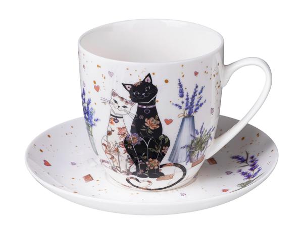 Чайная пара "Лавандовые коты" 350 мл