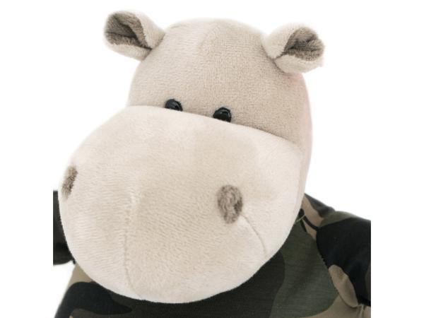 Мягкая игрушка Бегемот в армейской футболке 20 см