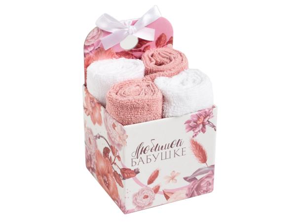 Салфетки махровые декор. "Бабушке", 4 шт, 30х30 см