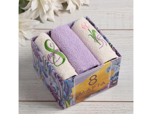 Набор полотенец 30х30 см "8 Марта", 3 шт