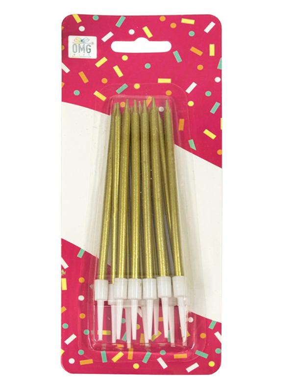 Свечи для торта набор из 12 шт 10 см золотой