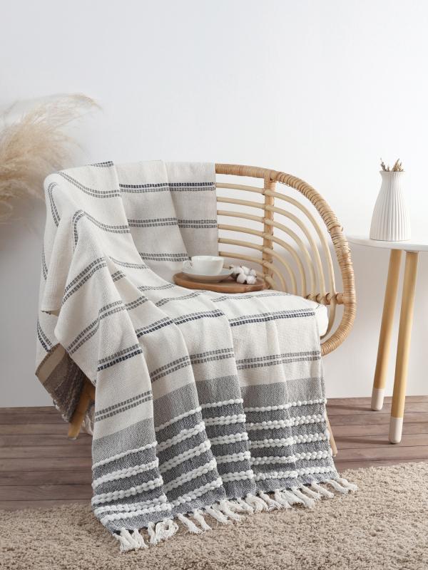 Плед, 125х150 см, тёмная полоска с таффтингом