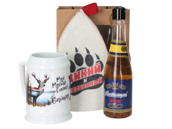 Подарочный набор "Дикий и свободный" кружка+шапка+гель