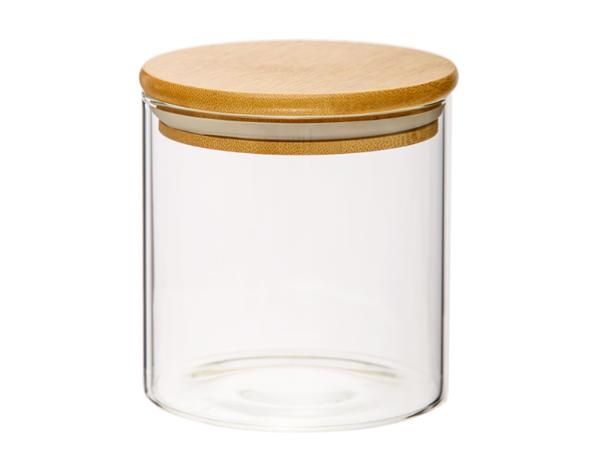 Банка 600 мл стекло с бамбуковой крышкой