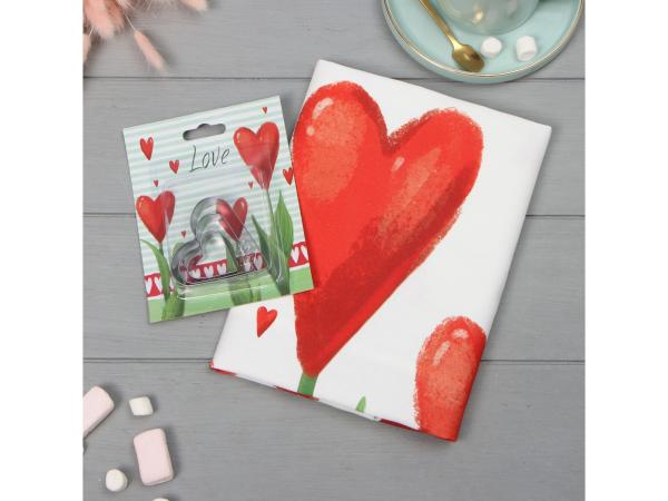 Набор "Love", полотенце, формочка для печенья