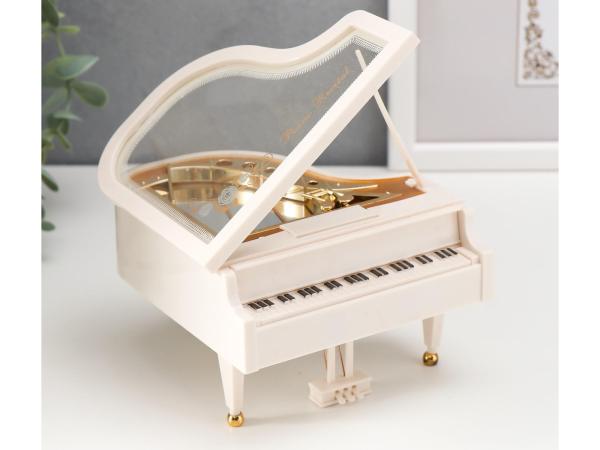 Шкатулка музыкальная "Белый рояль с балериной", 12*13,5*8,5 см