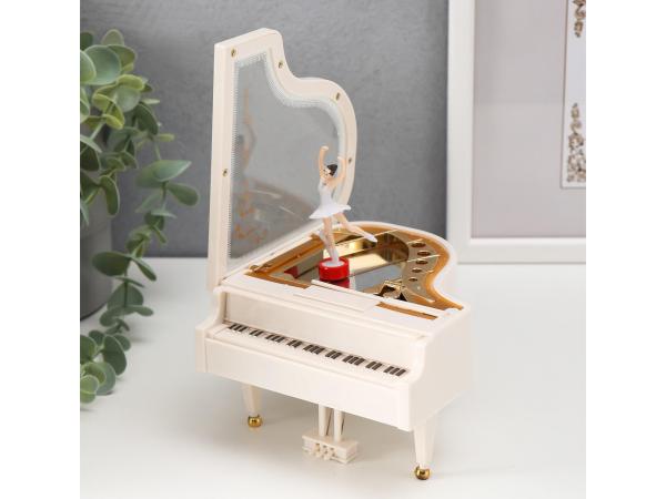 Шкатулка музыкальная "Белый рояль с балериной", 12*13,5*8,5 см