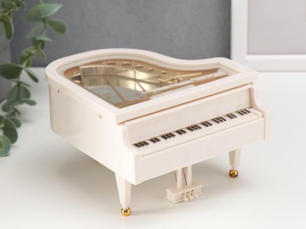 Шкатулка музыкальная "Белый рояль с балериной", 12*13,5*8,5 см