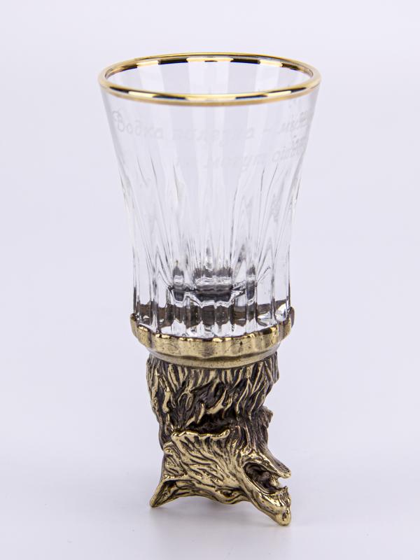 Стопка "Волк" 45 мл литье латунь стекло Россия