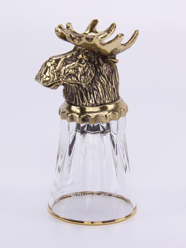 Стопка "Лось" 45 мл литье латунь стекло Россия