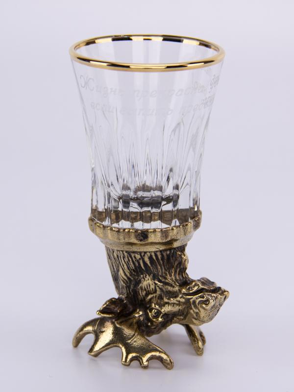 Стопка "Лось" 45 мл литье латунь стекло Россия
