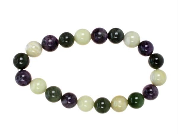 Браслет d10 нефрит-чароит+офикальцит 7*6*7