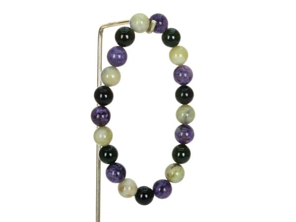 Браслет d10 нефрит-чароит+офикальцит 7*7*7