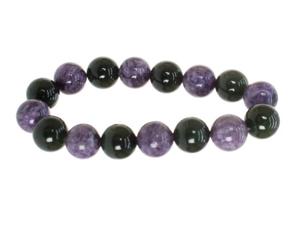 Браслет d12 нефрит-чароит 8*8