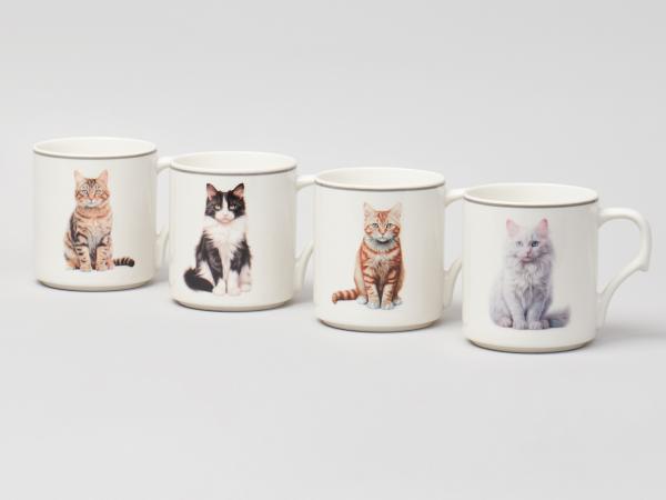 Набор кружек 4 шт на подставке 370 мл