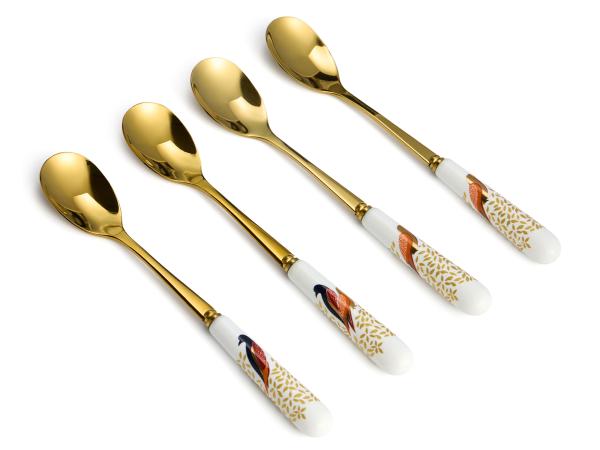 Набор чайных ложек "Золотые птицы" 4 шт