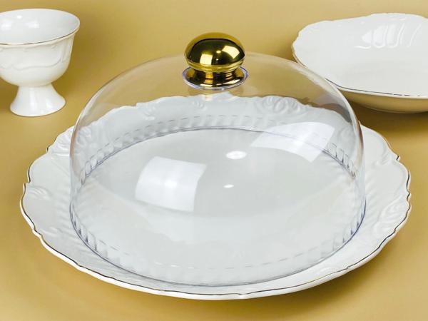 Блюдо с крышкой "Крокус" 34х17 см золото