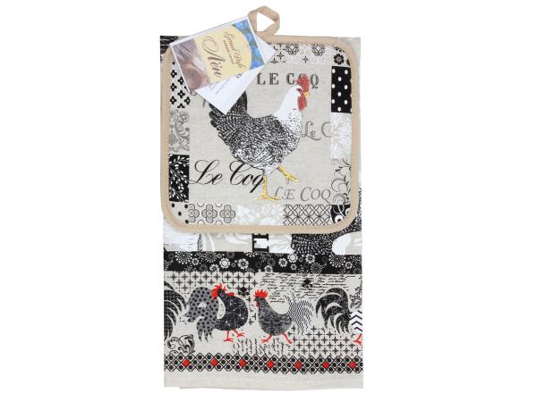 Набор полотенце 39х60 см + прихватка 18х18 см "Петушки" 2 пр