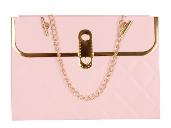 Сумка подарочная 10х10х15 см цвет розовый цепь металл