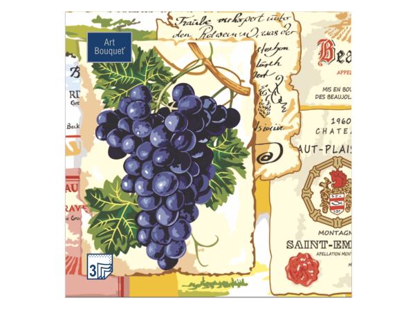 Салфетки 3-х слойные 20 шт "Виноград" 33х33 см