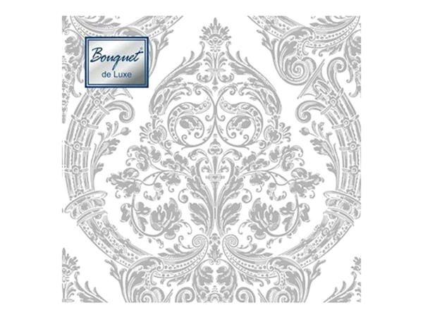 Салфетки 3-х слойные 25 шт "Серебро на белом" 24х24 см