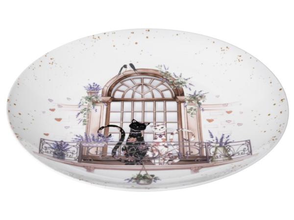 Блюдо "Лавандовые коты" 25 см фарфор