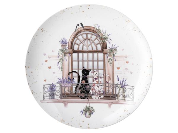 Блюдо "Лавандовые коты" 25 см фарфор