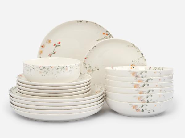 Столовый сервиз "Цветы и листья" 6/19 пр фарфор