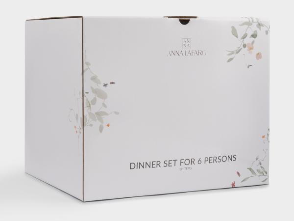 Столовый сервиз "Цветы и листья" 6/19 пр фарфор