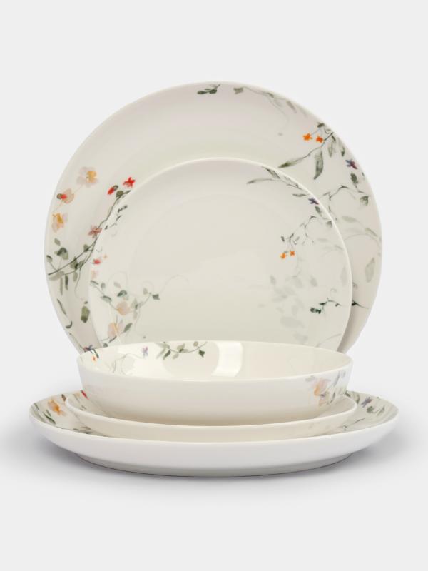 Столовый сервиз "Цветы и листья" 6/19 пр фарфор