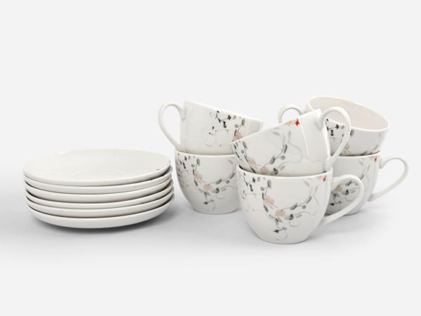 Чайный набор "Цветы и листья" 6/12 пр 220 мл