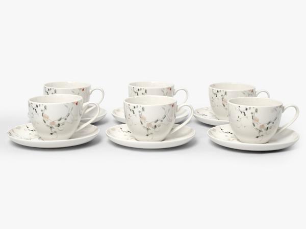 Чайный набор "Цветы и листья" 6/12 пр 220 мл