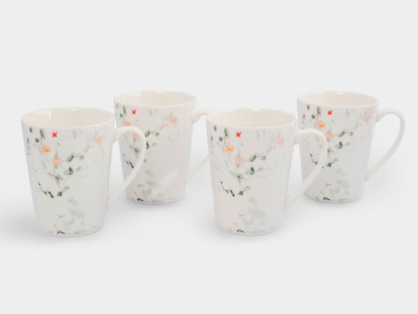 Набор кружек "Цветы и листья" 4 шт 420 мл