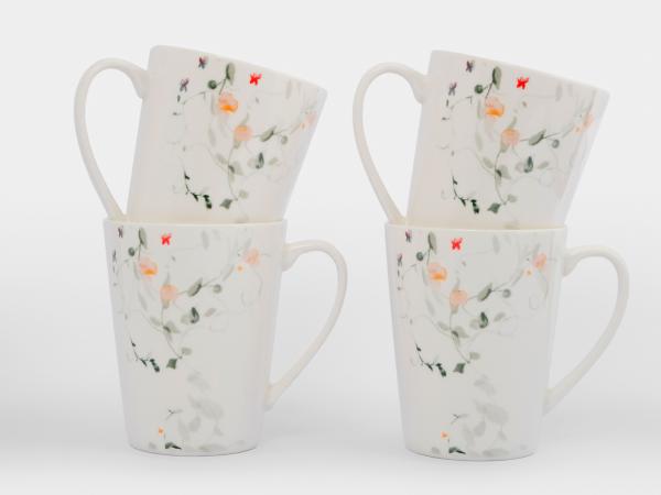 Набор кружек "Цветы и листья" 4 шт 420 мл